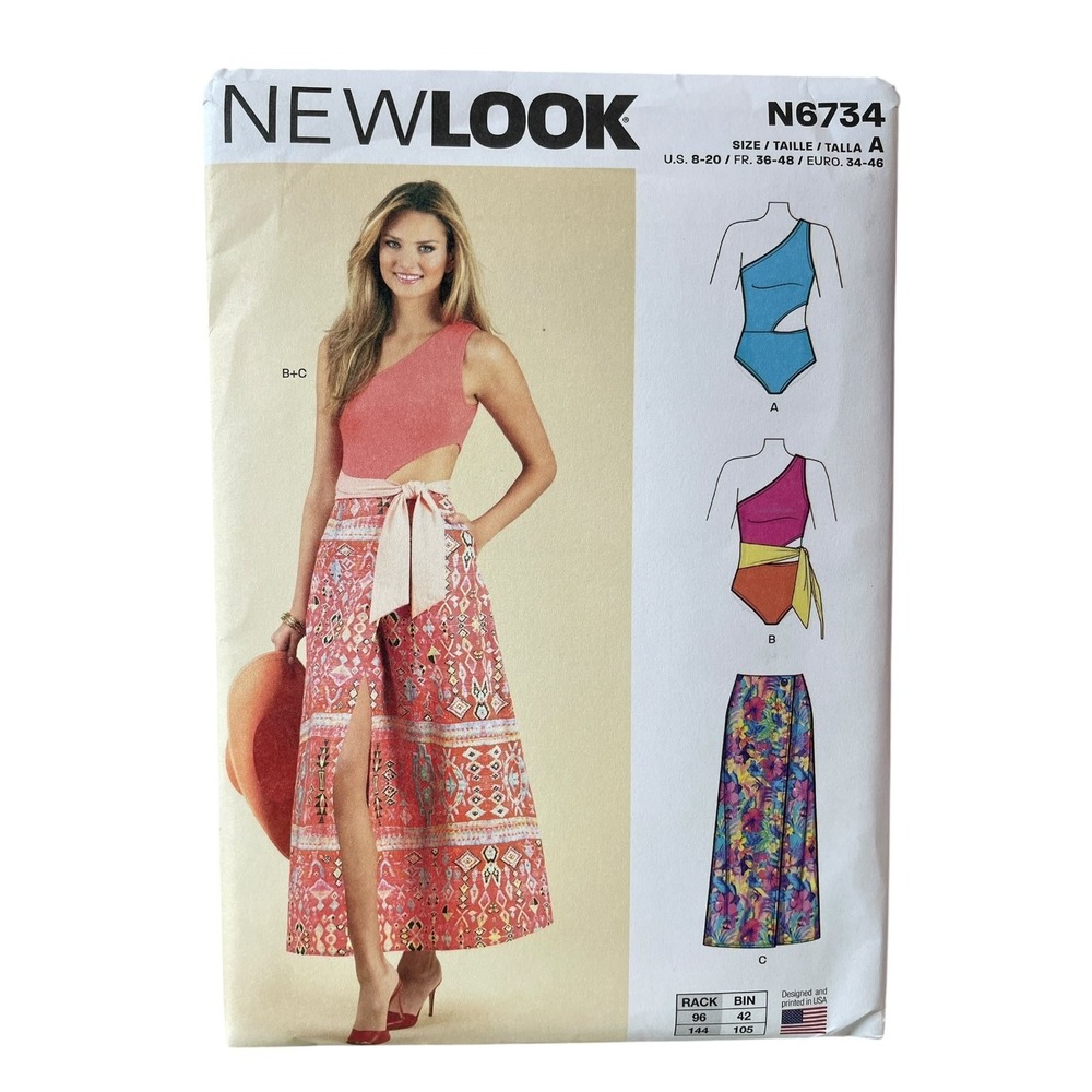 New‎ Look N6734 Swimsuit Wrap Skirt Sewing Pattern Size 8-20